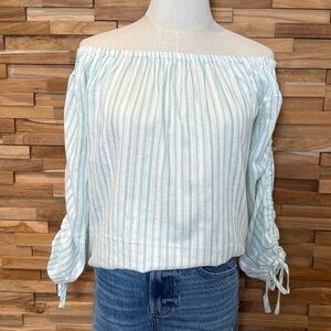 Doe & Rae | Green & White | Off-the-Shoulder Striped | Various Sizes